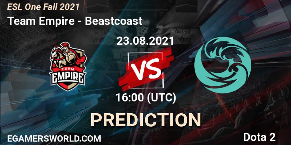 Team Empire vs Beastcoast: Betting TIp, Match Prediction. 24.08.2021 at 16:00. Dota 2, ESL One Fall 2021