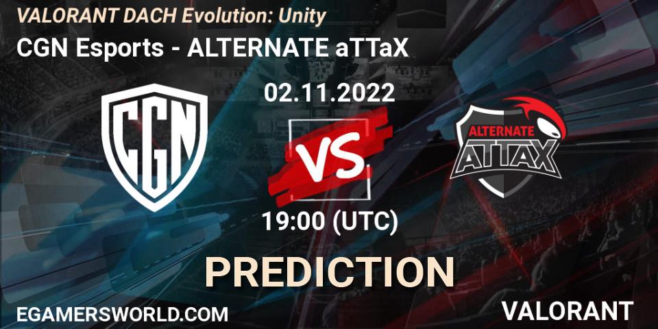 CGN Esports vs ALTERNATE aTTaX: Betting TIp, Match Prediction. 02.11.22. VALORANT, VALORANT DACH Evolution: Unity
