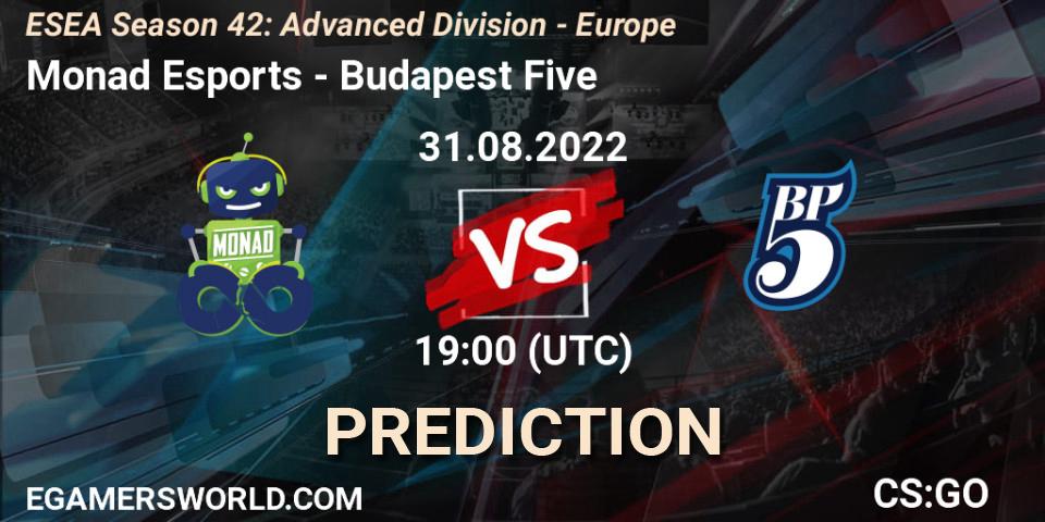 Monad Esports vs Budapest Five: Betting TIp, Match Prediction. 31.08.22. CS2 (CS:GO), ESEA Season 42: Advanced Division - Europe