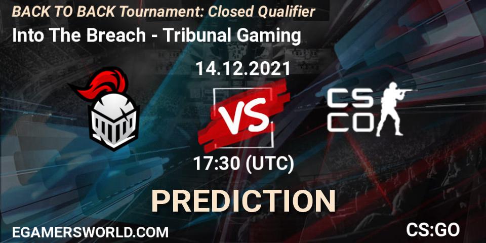 Into The Breach vs Tribunal Gaming: Betting TIp, Match Prediction. 14.12.2021 at 17:30. Counter-Strike (CS2), BACK TO BACK Tournament: Closed Qualifier