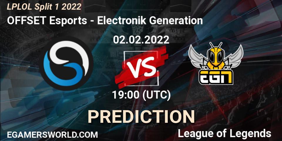 OFFSET Esports vs Electronik Generation: Betting TIp, Match Prediction. 02.02.2022 at 21:30. LoL, LPLOL Split 1 2022