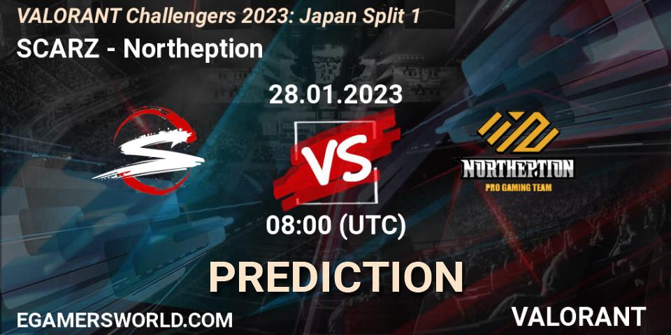 SCARZ vs Northeption: Betting TIp, Match Prediction. 28.01.23. VALORANT, VALORANT Challengers 2023: Japan Split 1