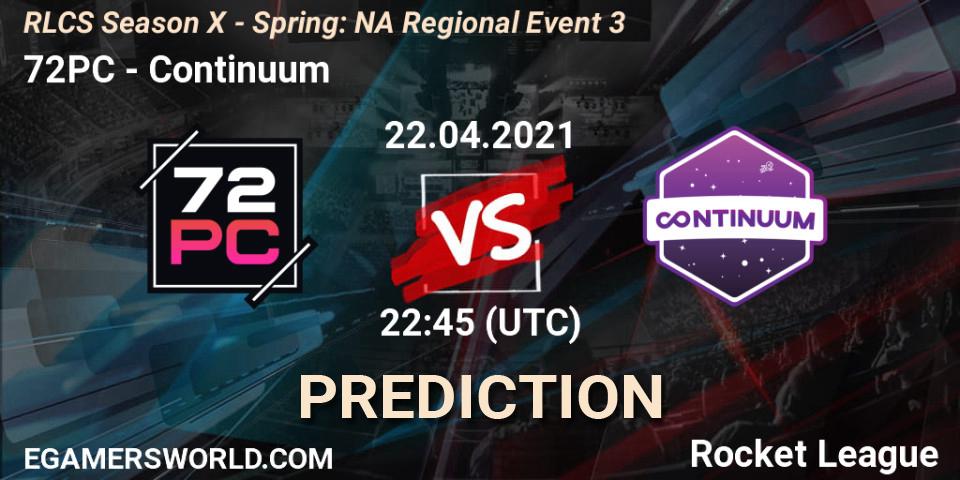 72PC vs Continuum: Betting TIp, Match Prediction. 22.04.21. Rocket League, RLCS Season X - Spring: NA Regional Event 3