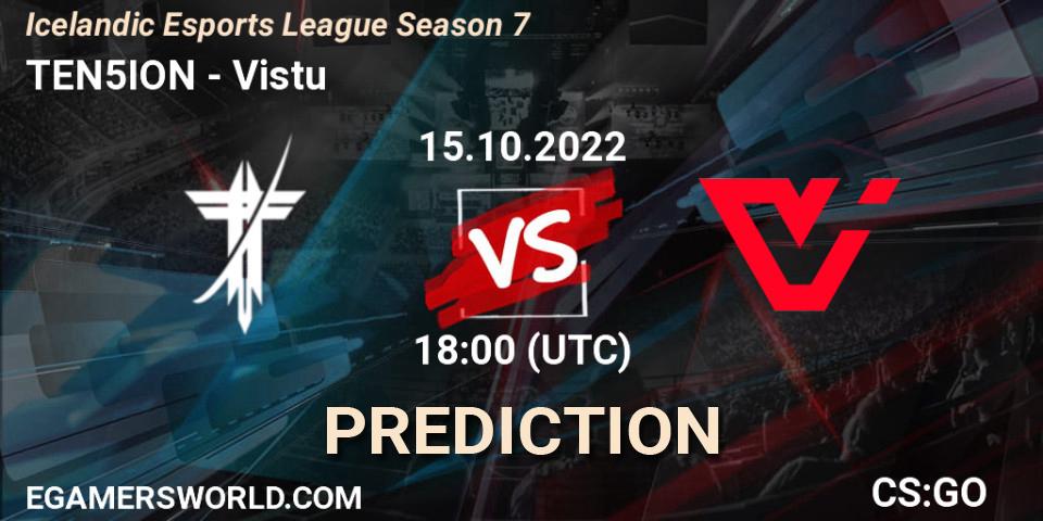TEN5ION vs Viðstöðu: Betting TIp, Match Prediction. 15.10.2022 at 18:00. Counter-Strike (CS2), Icelandic Esports League Season 7