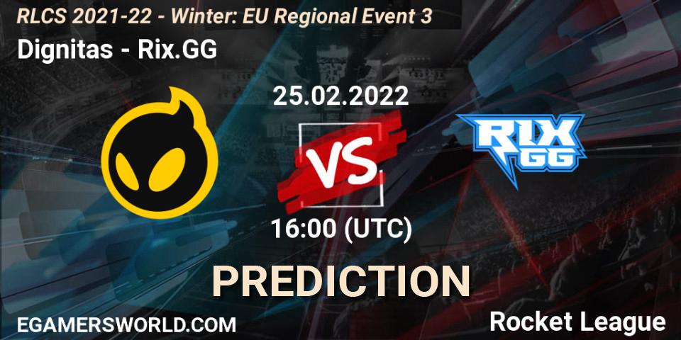 Dignitas vs Rix.GG: Betting TIp, Match Prediction. 25.02.2022 at 16:00. Rocket League, RLCS 2021-22 - Winter: EU Regional Event 3