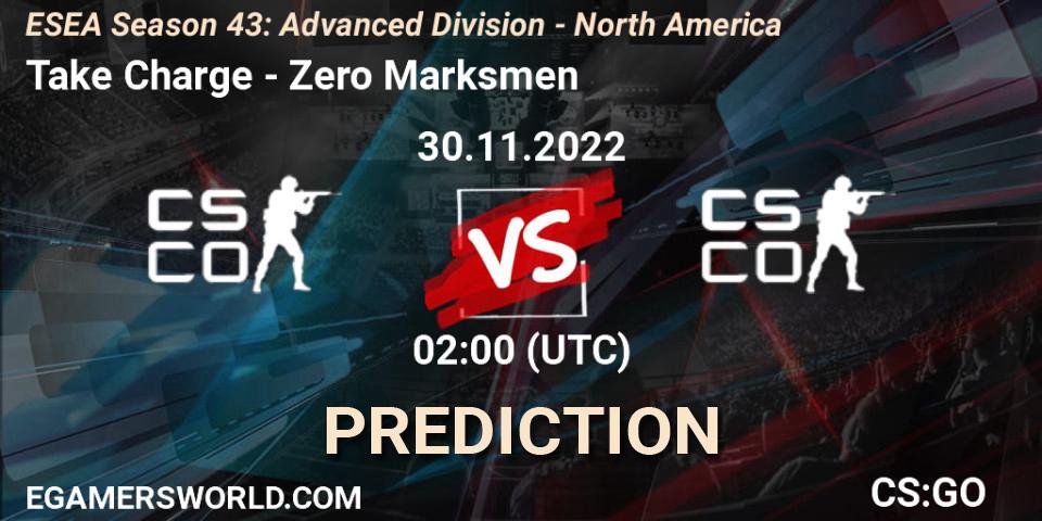 Take Charge vs Zero Marksmen: Betting TIp, Match Prediction. 30.11.22. CS2 (CS:GO), ESEA Season 43: Advanced Division - North America