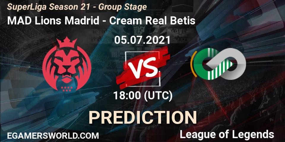 MAD Lions Madrid vs Cream Real Betis: Betting TIp, Match Prediction. 05.07.21. LoL, SuperLiga Season 21 - Group Stage 