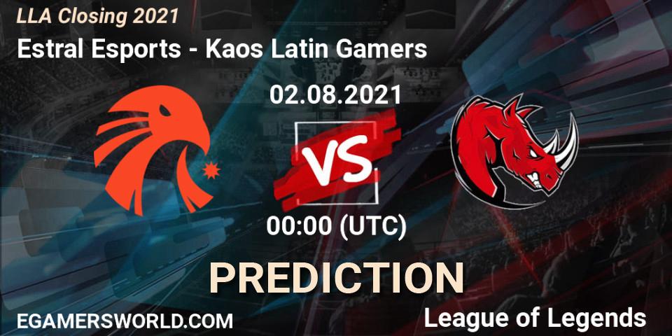 Estral Esports vs Kaos Latin Gamers: Betting TIp, Match Prediction. 02.08.21. LoL, LLA Closing 2021