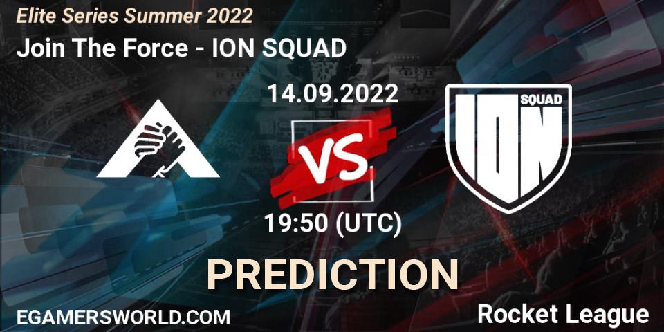 Join The Force vs ION SQUAD: Betting TIp, Match Prediction. 14.09.2022 at 19:50. Rocket League, Elite Series Summer 2022