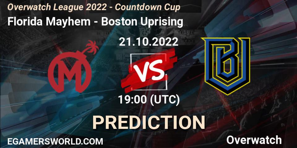 Florida Mayhem vs Boston Uprising: Betting TIp, Match Prediction. 21.10.22. Overwatch, Overwatch League 2022 - Countdown Cup