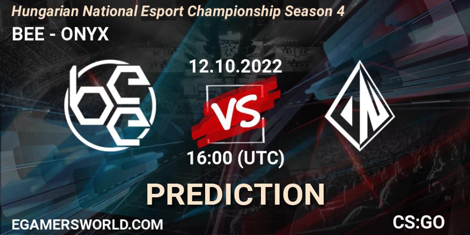 BEE vs ONYX: Betting TIp, Match Prediction. 12.10.2022 at 17:00. Counter-Strike (CS2), Magyar Nemzeti E-sport Bajnokság 2022