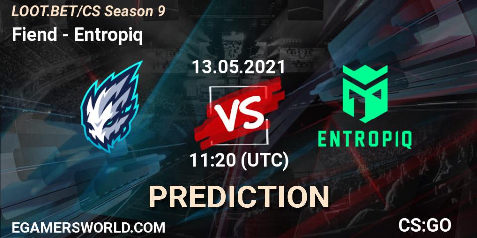 Fiend vs Entropiq: Betting TIp, Match Prediction. 13.05.2021 at 11:20. Counter-Strike (CS2), LOOT.BET/CS Season 9