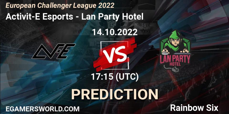 Activit-E Esports vs Lan Party Hotel: Betting TIp, Match Prediction. 14.10.2022 at 17:15. Rainbow Six, European Challenger League 2022
