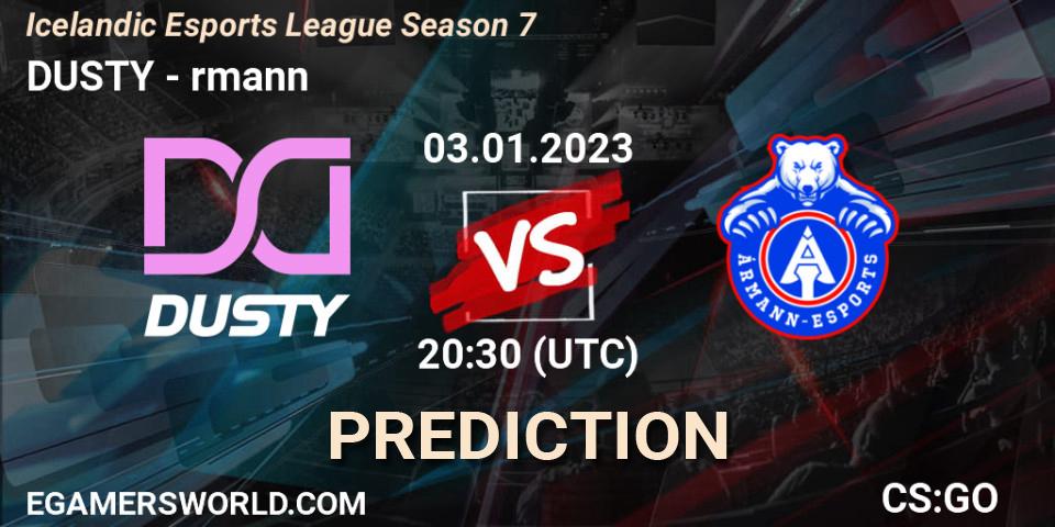DUSTY vs Ármann: Betting TIp, Match Prediction. 03.01.2023 at 20:30. Counter-Strike (CS2), Icelandic Esports League Season 7