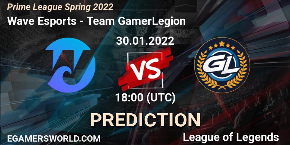 Wave Esports vs Team GamerLegion: Betting TIp, Match Prediction. 30.01.2022 at 20:20. LoL, Prime League Spring 2022