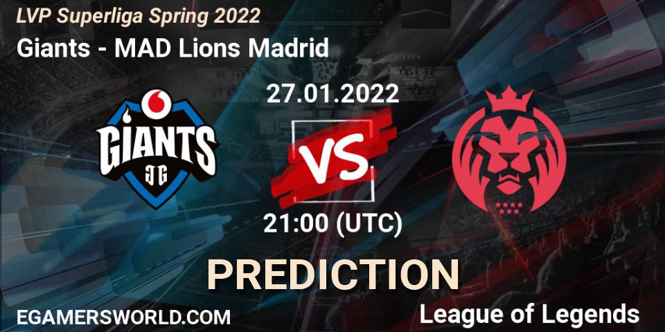 Giants vs MAD Lions Madrid: Betting TIp, Match Prediction. 27.01.22. LoL, LVP Superliga Spring 2022