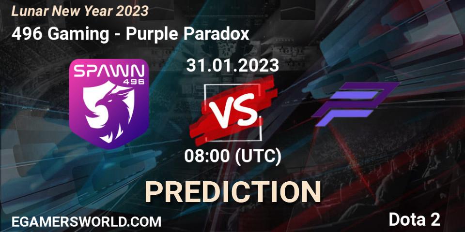 496 Gaming vs Purple Paradox: Betting TIp, Match Prediction. 31.01.23. Dota 2, Lunar New Year 2023