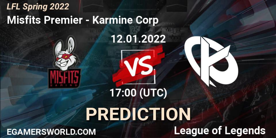 Misfits Premier vs Karmine Corp: Betting TIp, Match Prediction. 12.01.22. LoL, LFL Spring 2022