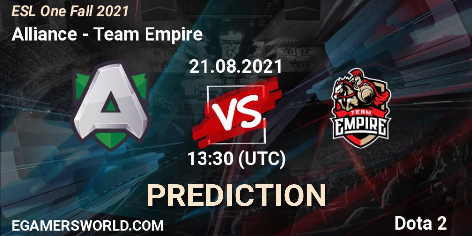 Alliance vs Team Empire: Betting TIp, Match Prediction. 21.08.21. Dota 2, ESL One Fall 2021