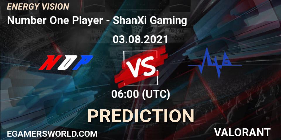Number One Player vs ShanXi Gaming: Betting TIp, Match Prediction. 03.08.2021 at 06:00. VALORANT, ENERGY VISION