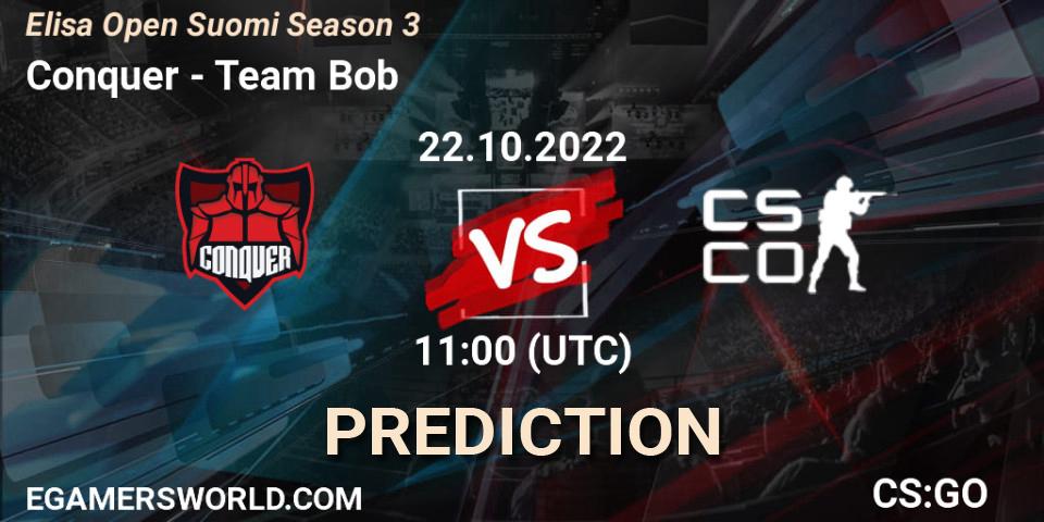 Conquer vs Team Bob: Betting TIp, Match Prediction. 22.10.22. CS2 (CS:GO), Elisa Open Suomi Season 3