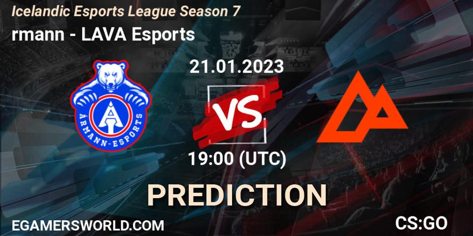 Ármann vs LAVA Esports: Betting TIp, Match Prediction. 21.01.23. CS2 (CS:GO), Icelandic Esports League Season 7