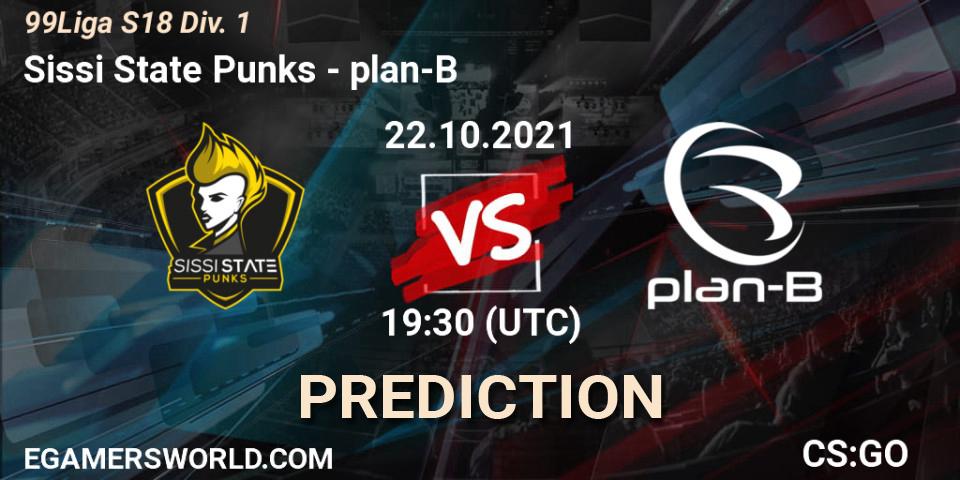 Sissi State Punks vs plan-B: Betting TIp, Match Prediction. 22.10.2021 at 19:30. Counter-Strike (CS2), 99Liga S18 Div. 1