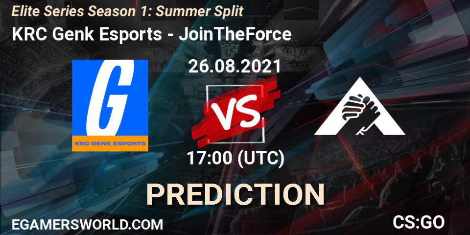 KRC Genk Esports vs JoinTheForce: Betting TIp, Match Prediction. 26.08.2021 at 17:00. Counter-Strike (CS2), Elite Series Season 1: Summer Split