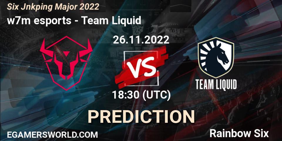 w7m esports vs Team Liquid: Betting TIp, Match Prediction. 26.11.2022 at 19:30. Rainbow Six, Six Jönköping Major 2022