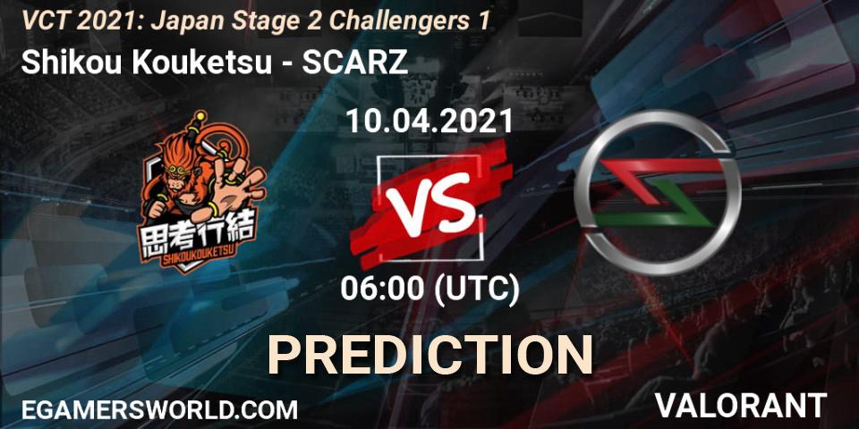 Shikou Kouketsu vs SCARZ: Betting TIp, Match Prediction. 10.04.2021 at 06:00. VALORANT, VCT 2021: Japan Stage 2 Challengers 1