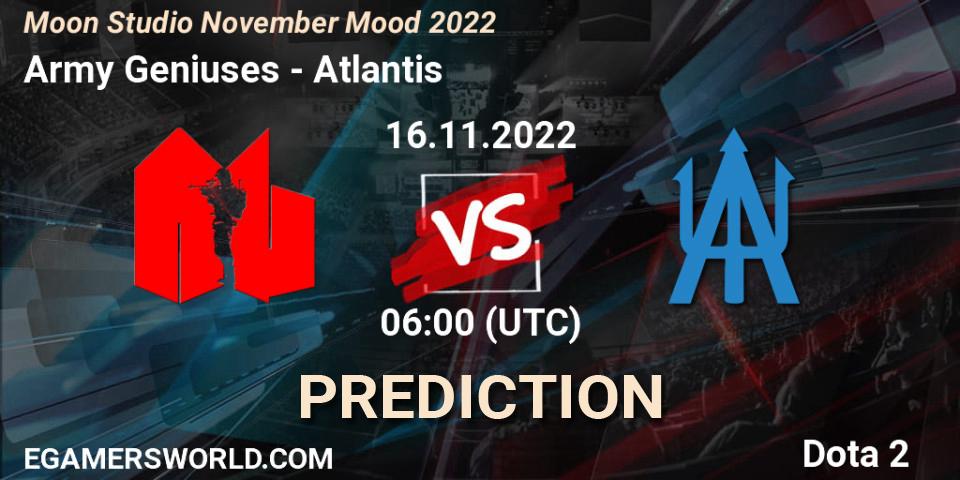 Army Geniuses vs Atlantis: Betting TIp, Match Prediction. 16.11.22. Dota 2, Moon Studio November Mood 2022
