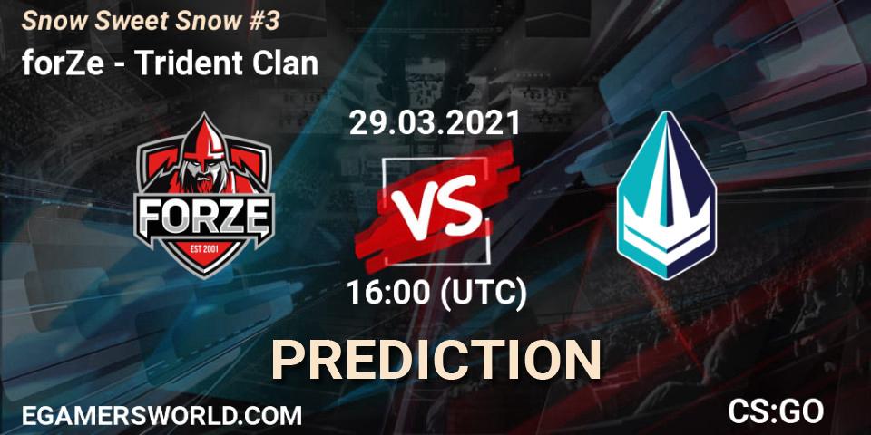 forZe vs Trident Clan: Betting TIp, Match Prediction. 29.03.2021 at 16:05. Counter-Strike (CS2), Snow Sweet Snow #3