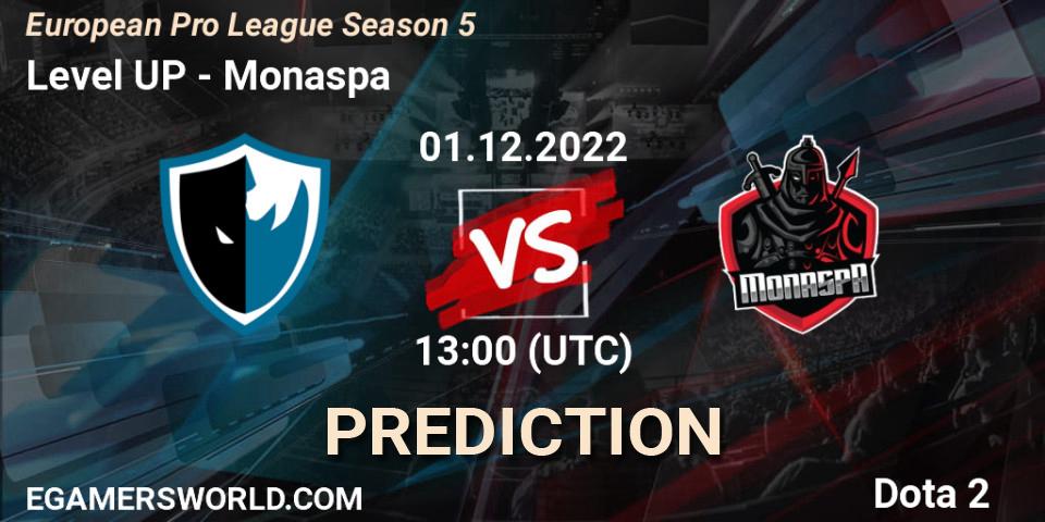 Level UP vs Monaspa: Betting TIp, Match Prediction. 01.12.22. Dota 2, European Pro League Season 5