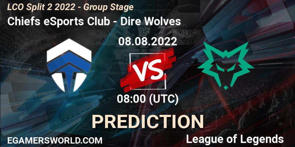 Chiefs eSports Club vs Dire Wolves: Betting TIp, Match Prediction. 08.08.22. LoL, LCO Split 2 2022 - Group Stage