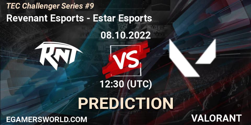 Revenant Esports vs Estar Esports: Betting TIp, Match Prediction. 08.10.2022 at 14:30. VALORANT, TEC Challenger Series #9