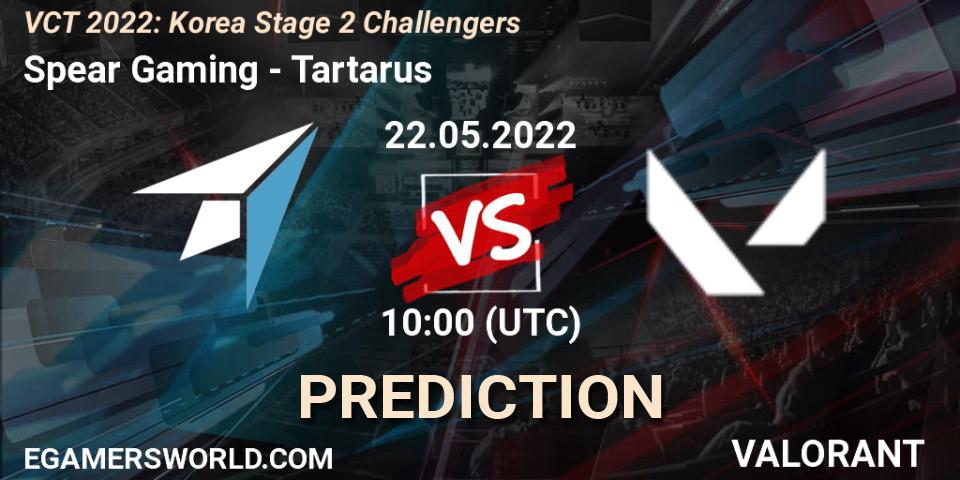 Spear Gaming vs Tartarus: Betting TIp, Match Prediction. 22.05.2022 at 10:00. VALORANT, VCT 2022: Korea Stage 2 Challengers