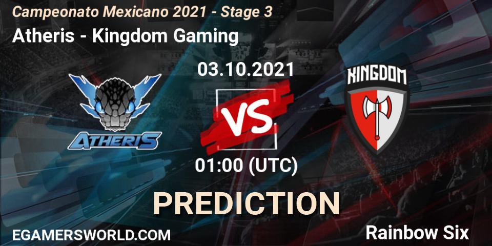 Atheris vs Kingdom Gaming: Betting TIp, Match Prediction. 03.10.2021 at 01:00. Rainbow Six, Campeonato Mexicano 2021 - Stage 3