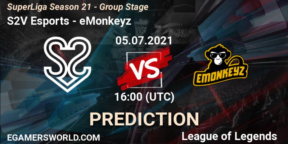 S2V Esports vs eMonkeyz: Betting TIp, Match Prediction. 05.07.21. LoL, SuperLiga Season 21 - Group Stage 