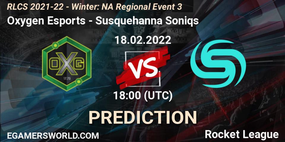 Oxygen Esports vs Susquehanna Soniqs: Betting TIp, Match Prediction. 18.02.2022 at 18:00. Rocket League, RLCS 2021-22 - Winter: NA Regional Event 3