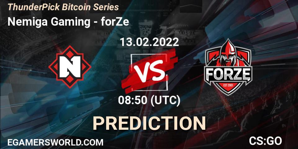 Nemiga Gaming vs forZe: Betting TIp, Match Prediction. 13.02.22. CS2 (CS:GO), ThunderPick Bitcoin Series