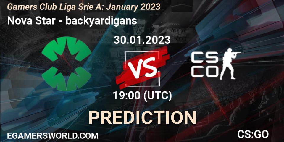 Nova Star vs backyardigans: Betting TIp, Match Prediction. 30.01.2023 at 19:00. Counter-Strike (CS2), Gamers Club Liga Série A: January 2023