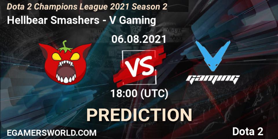 Hellbear Smashers vs V Gaming: Betting TIp, Match Prediction. 06.08.2021 at 18:04. Dota 2, Dota 2 Champions League 2021 Season 2
