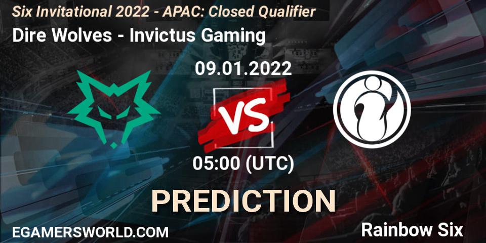 Dire Wolves vs Invictus Gaming: Betting TIp, Match Prediction. 09.01.2022 at 05:00. Rainbow Six, Six Invitational 2022 - APAC: Closed Qualifier