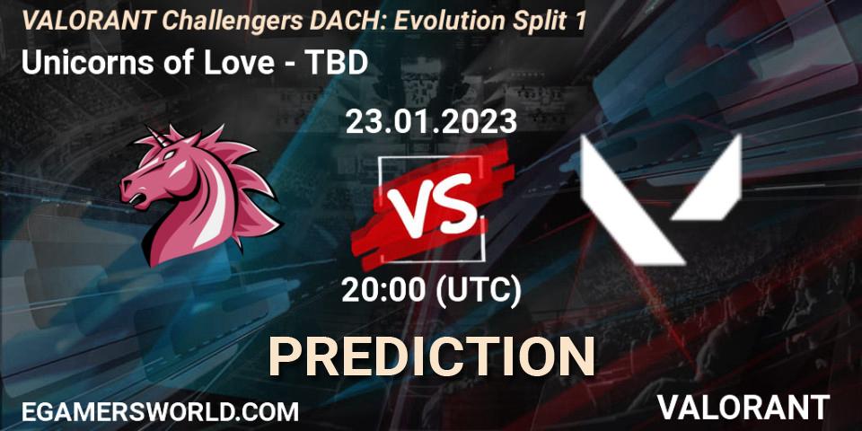 Unicorns of Love vs TBD: Betting TIp, Match Prediction. 23.01.23. VALORANT, VALORANT Challengers 2023 DACH: Evolution Split 1