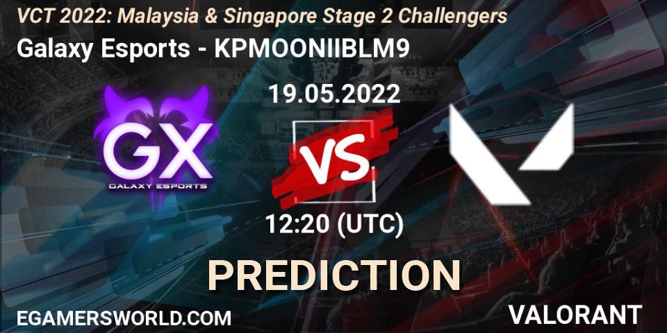 Galaxy Esports vs KPMOONIIBLM9: Betting TIp, Match Prediction. 19.05.2022 at 11:00. VALORANT, VCT 2022: Malaysia & Singapore Stage 2 Challengers