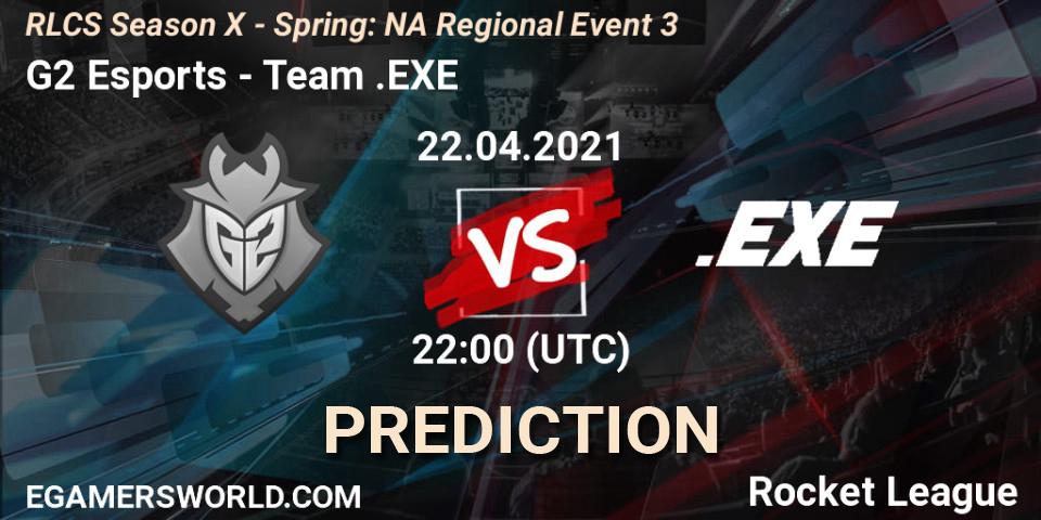 G2 Esports vs Team.EXE: Betting TIp, Match Prediction. 22.04.2021 at 22:00. Rocket League, RLCS Season X - Spring: NA Regional Event 3