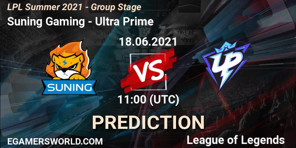 Suning Gaming vs Ultra Prime: Betting TIp, Match Prediction. 18.06.2021 at 12:00. LoL, LPL Summer 2021 - Group Stage