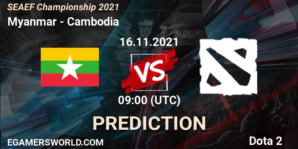 Team Myanmar vs Team Cambodia: Betting TIp, Match Prediction. 16.11.2021 at 09:21. Dota 2, SEAEF Dota2 Championship 2021