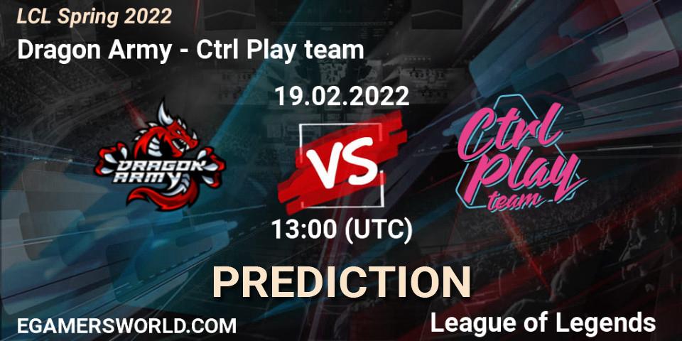 Dragon Army vs Ctrl Play team: Betting TIp, Match Prediction. 19.02.22. LoL, LCL Spring 2022