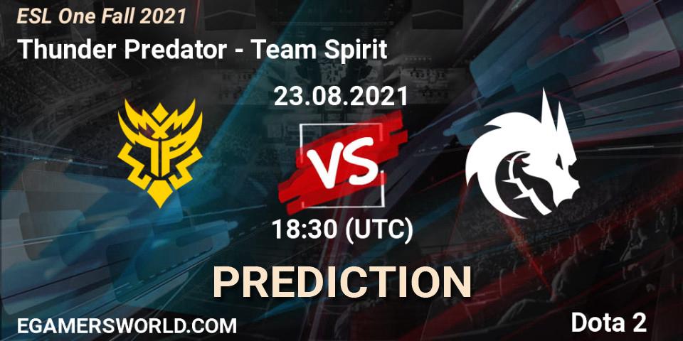 Thunder Predator vs Team Spirit: Betting TIp, Match Prediction. 24.08.21. Dota 2, ESL One Fall 2021